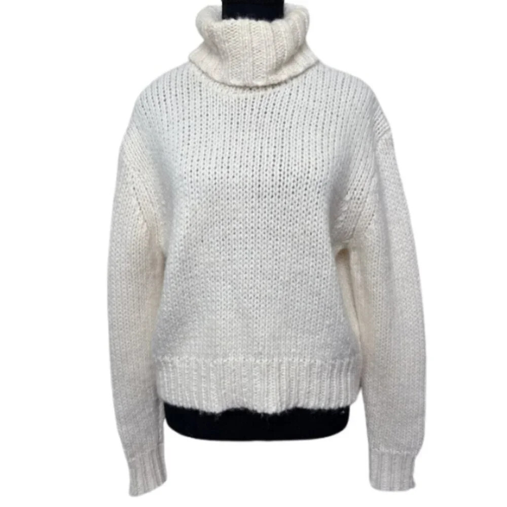 J.crew Womens Small Alpaca Turtle  Neck Sweater Ivory